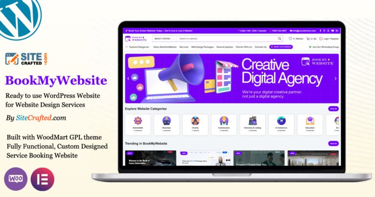 BookMyWebsite - Ready to use WordPress Website for Website Design Services - by SiteCrafted