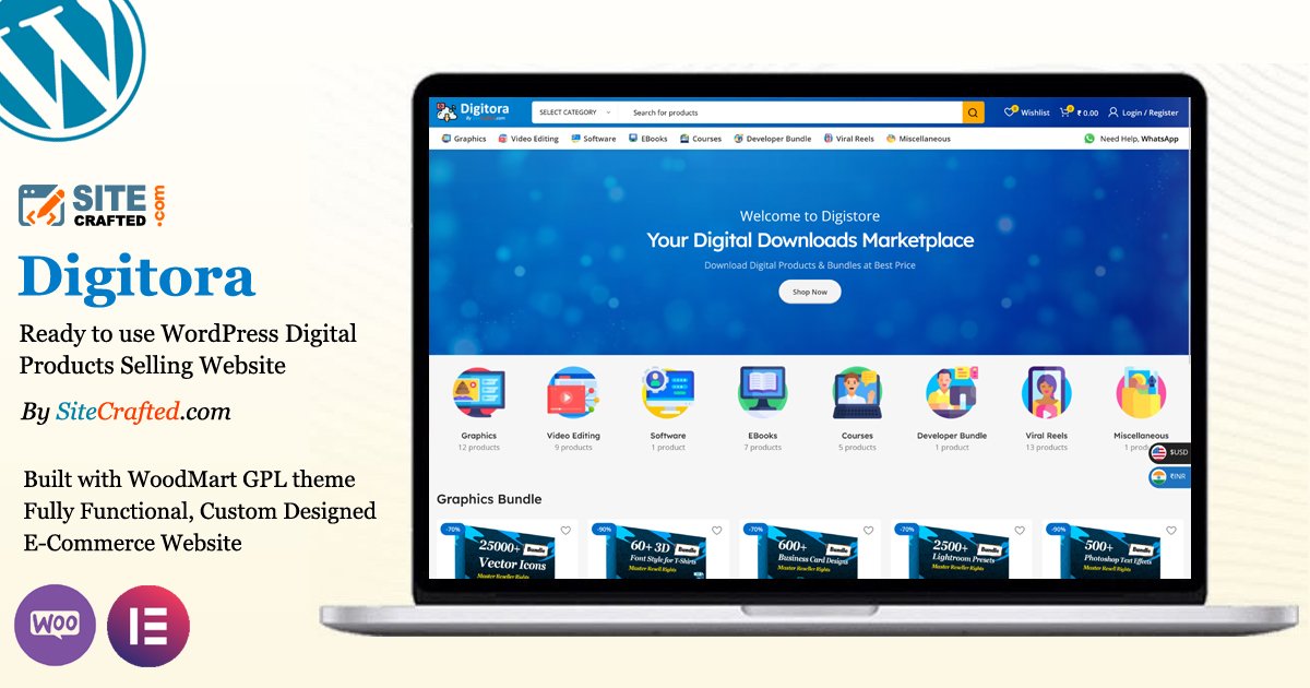Digitora - Ready to use WordPress Website for Digital Products Selling - by SiteCrafted
