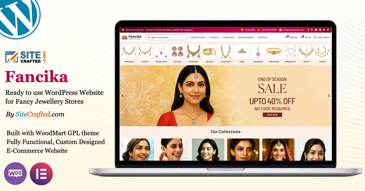 Fancika - Ready to use WordPress Website for Fancy Jewellery Stores - by SiteCrafted