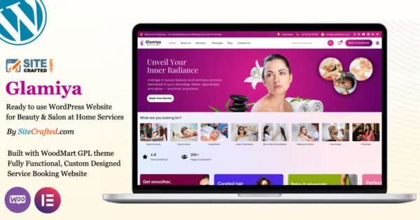 Glamiya - Ready to use WordPress Website for Beauty & Salon at Home Services - by SiteCrafted