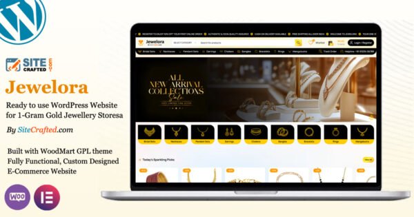 Jewelora - Ready to use WordPress Website for 1Gram Gold Jewellery Stores - by SiteCrafted