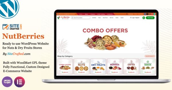NutBerries - Ready to use WordPress Website for Nuts & Dry Fruits Stores - by SiteCrafted