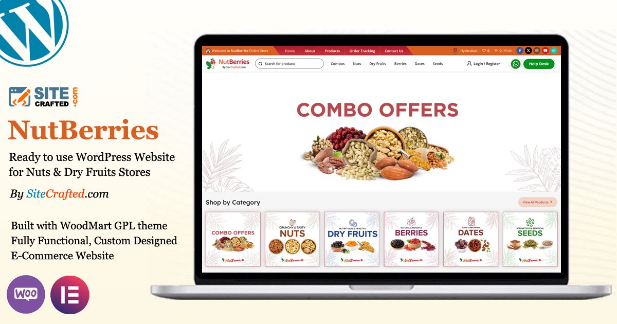 NutBerries - Ready to use WordPress Website for Nuts & Dry Fruits Stores - by SiteCrafted